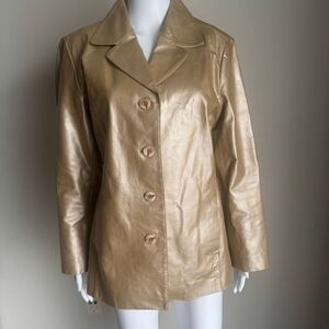 Vintage Y2K Gold Metallic Leather Jacket